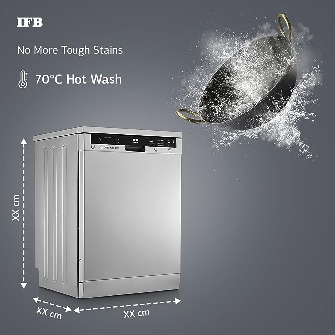 IFB 12 Place Settings Hot Water Wash Free Standing Dishwasher (Neptune VX, Dark Silver, In Built Heater with Hygienic Steam Drying, Perfect for Indian Utensils) IFB 12 Place Settings Hot Water Wash Free Standing Dishwasher (Neptune VX, Dark Silver, In Built Heater with Hygienic Steam Drying, Perfect for Indian Utensils)